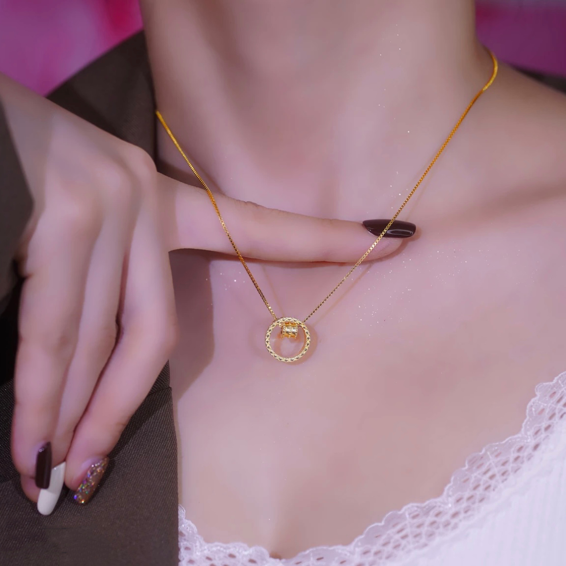 爆款小蠻腰圓圈鈦鋼項錬