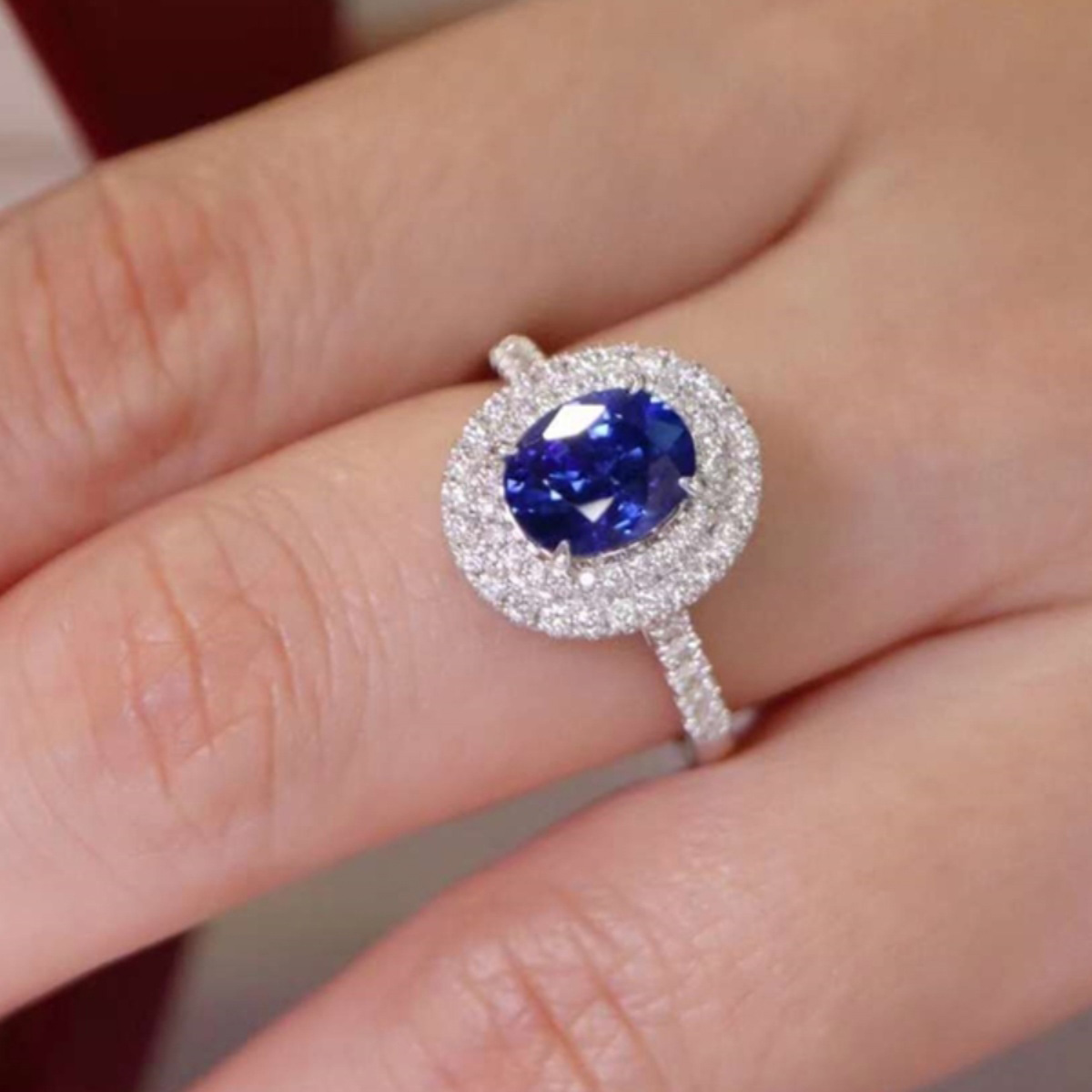 鴿子蛋藍寶石戒指S925純銀戒指