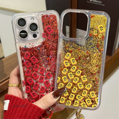 八方來財 流沙紅色喜慶 iPhone保護殼