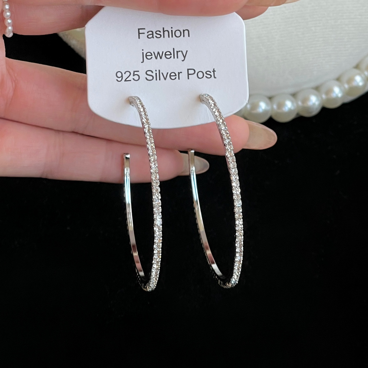 閃鋯大耳圈無耳洞夾式耳環