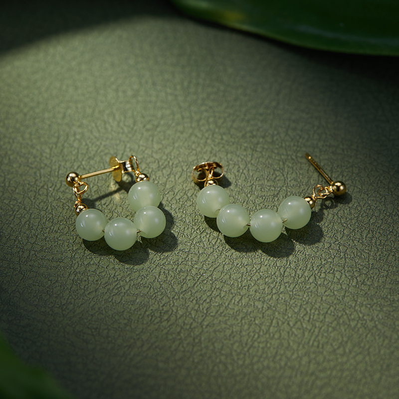 綠色貓眼石耳環 【一款兩戴】