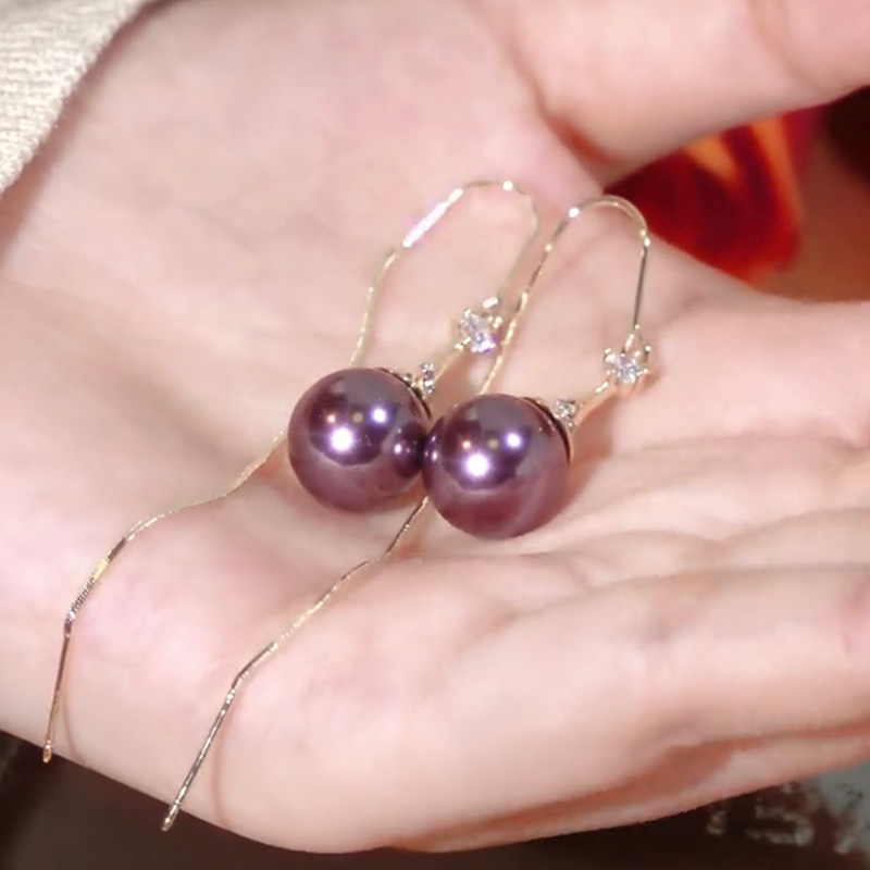 紫羅蘭簡約珍珠耳環