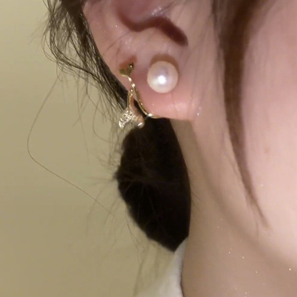 前後兩戴珍珠魚尾耳環