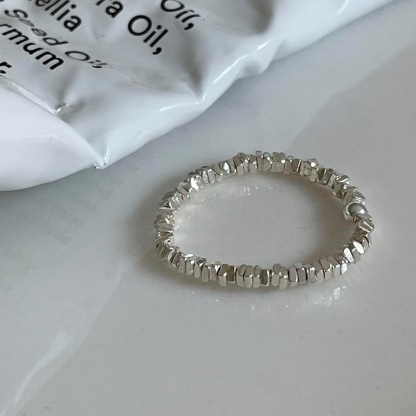 S999純銀碎銀珍珠戒指