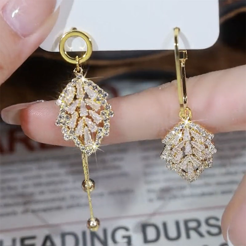 金色樹葉流蘇耳環