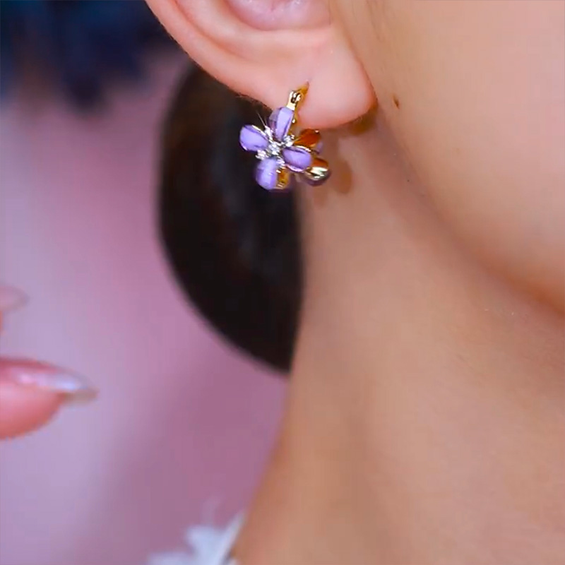 超仙紫色小花耳環