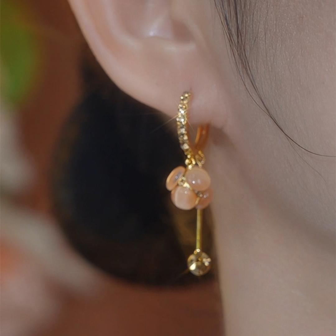 香檳金色貓眼石流蘇耳環