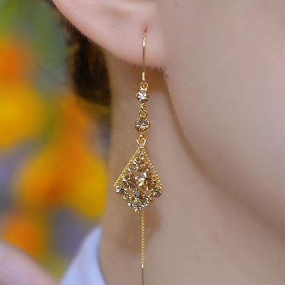 新款美拉德色系菱形耳線耳環