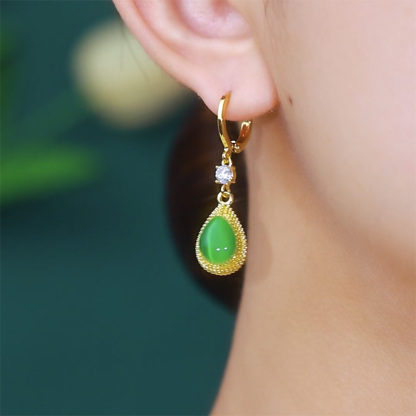 復古綠時尚榴槤耳環