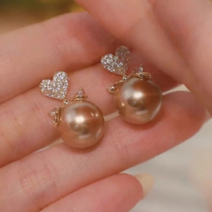 愛心珍珠蝴蝶結人魚姬珍珠耳環