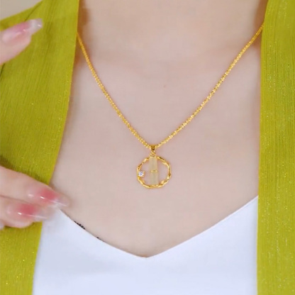 碎銀子竹節玉石項錬