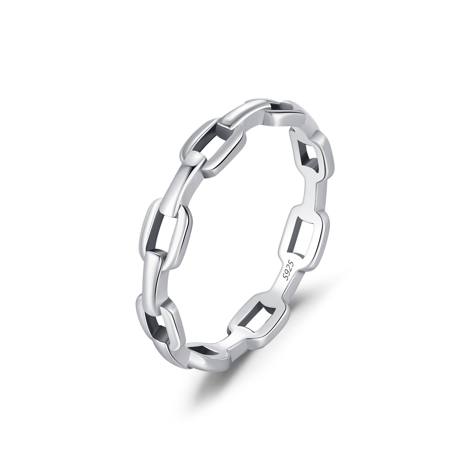 S925純銀復古鏤空錬扣百搭戒指