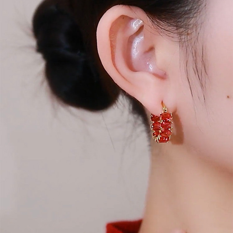 紅色水晶圈圈耳環