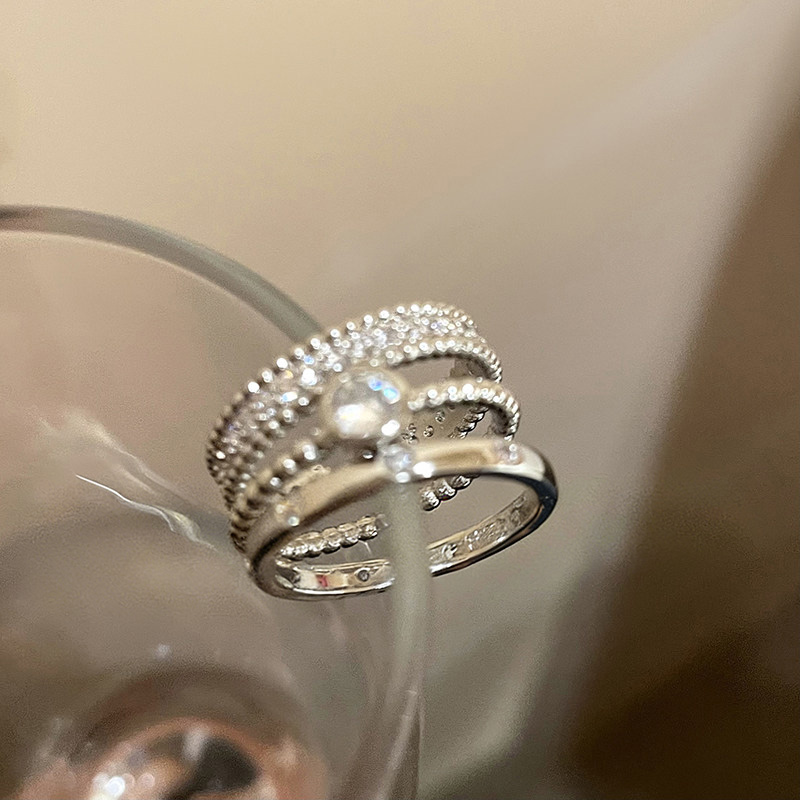 素圈鋯石戒指疊戴三件組