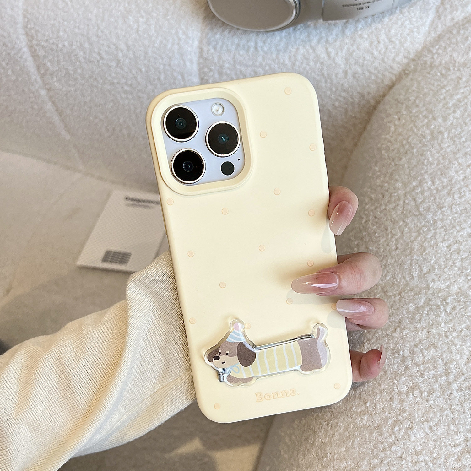 可愛卡通小貓小狗支架蘋果保護殼