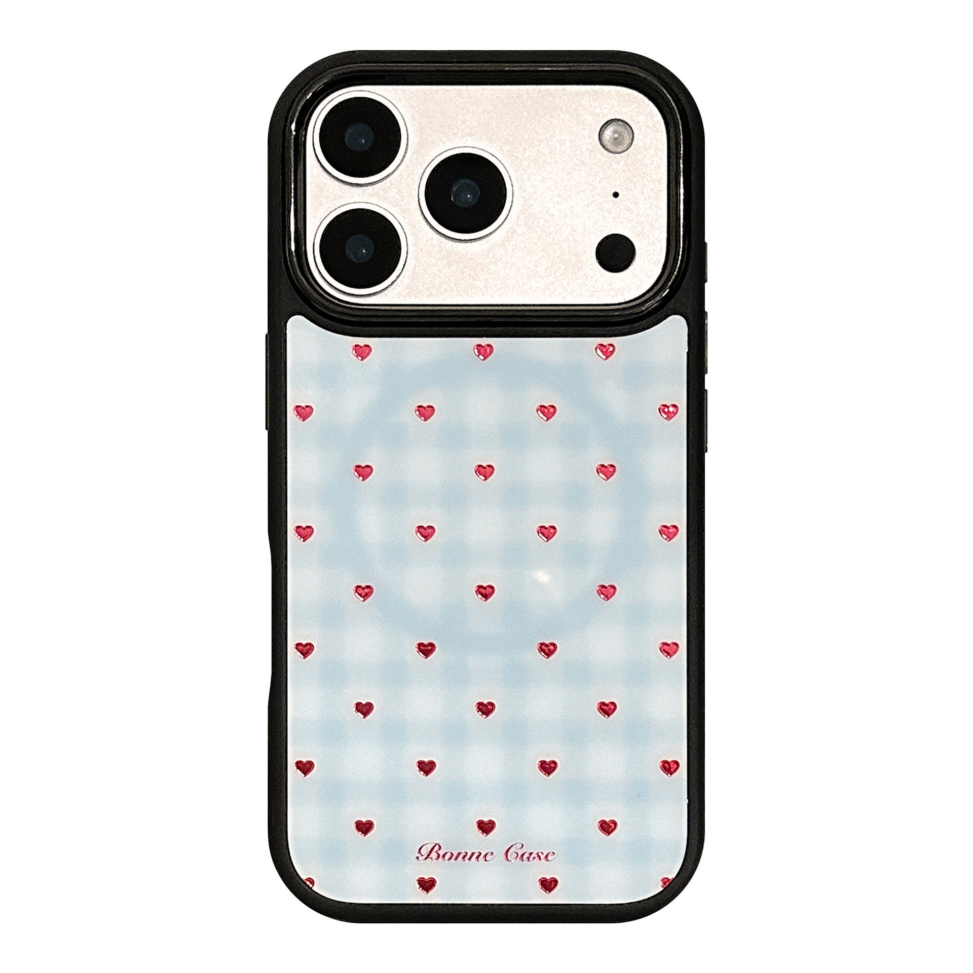 ins簡約藍色格紋愛心磁吸支架