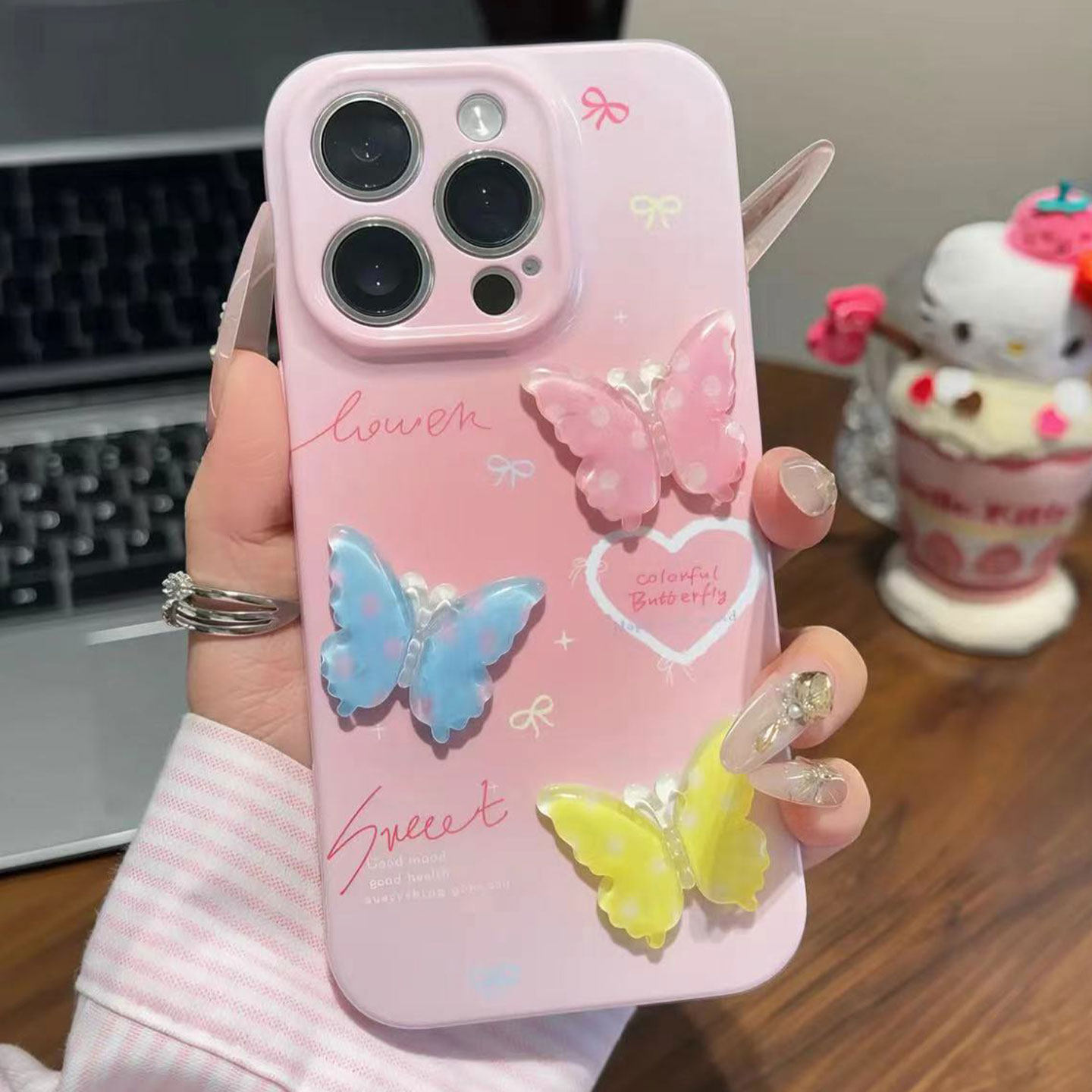 可愛少女粉Hellokitty/蝴蝶iphone保護殼