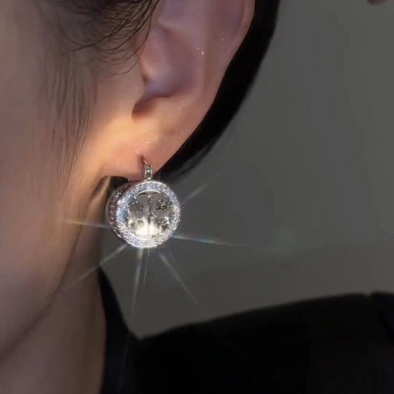 高級感圓圈鑲鑽個性耳環