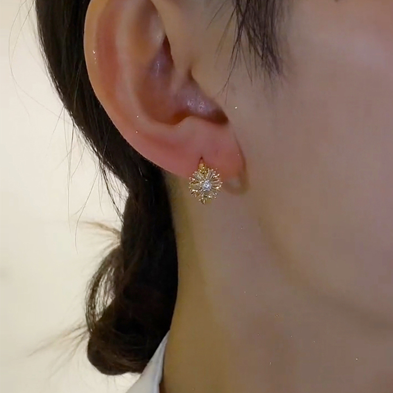 設計感閃鑽花朵耳環