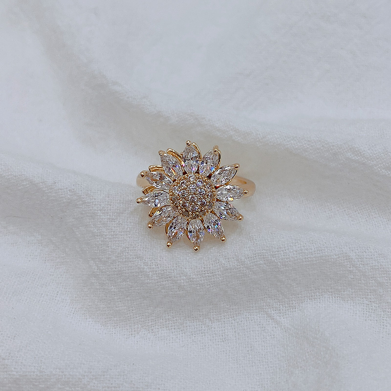 可旋轉太陽花戒指開口戒