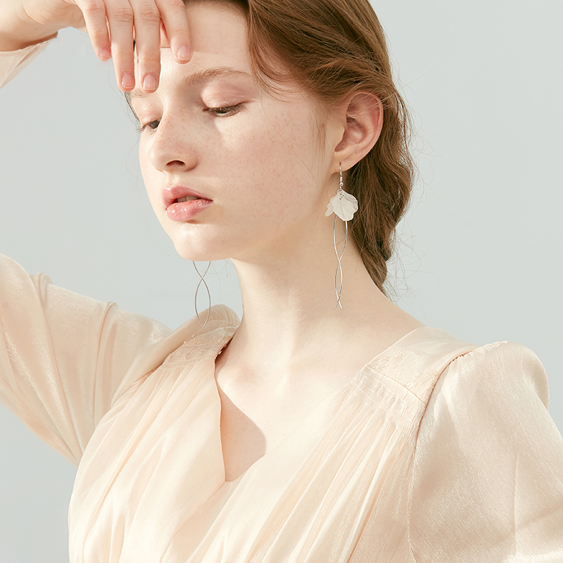 花朵流蘇設計感氣質耳環