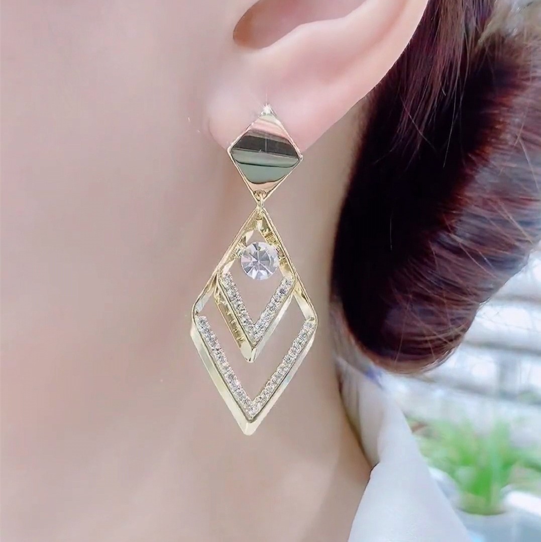 氣質菱形百搭流蘇耳環