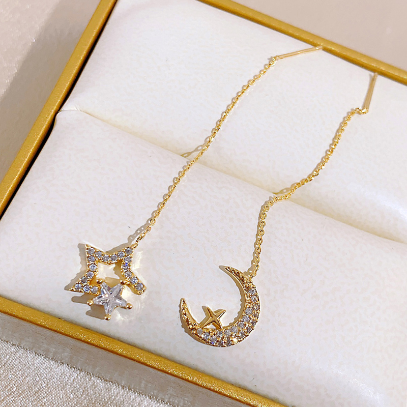 星月金色流蘇耳線耳環