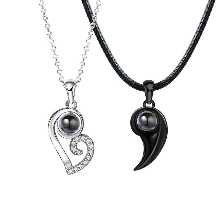 訂製款｜愛心拼接情侶項錬 DIY定製照片