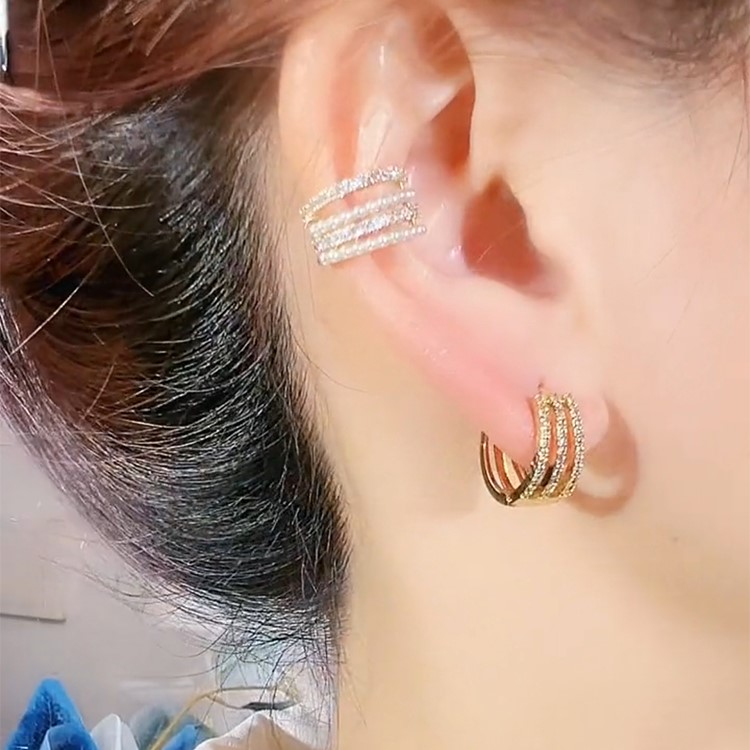 氣質百搭鑲鑽圈圈耳環