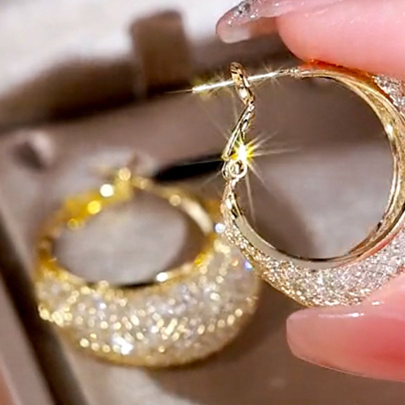 網狀水晶金色耳環