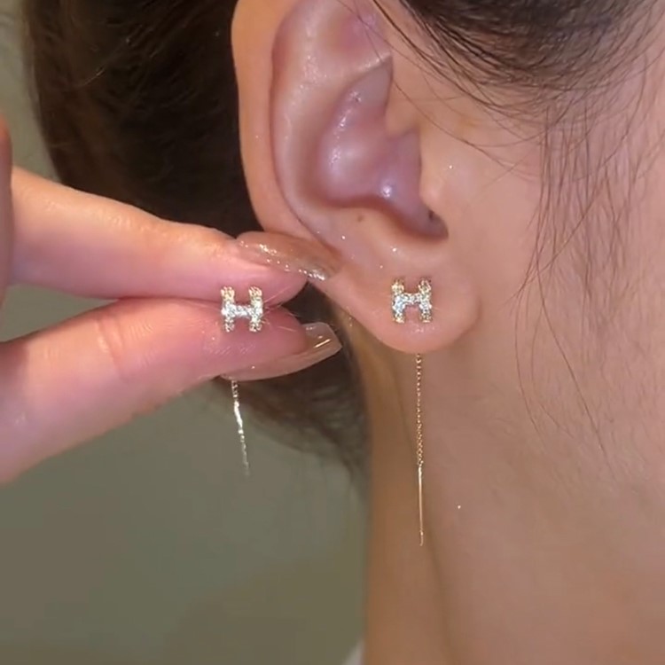個性鋯石養耳洞防過敏流蘇耳環