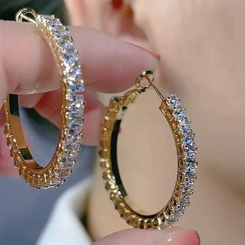 S925銀針鋯石圈圈耳圈