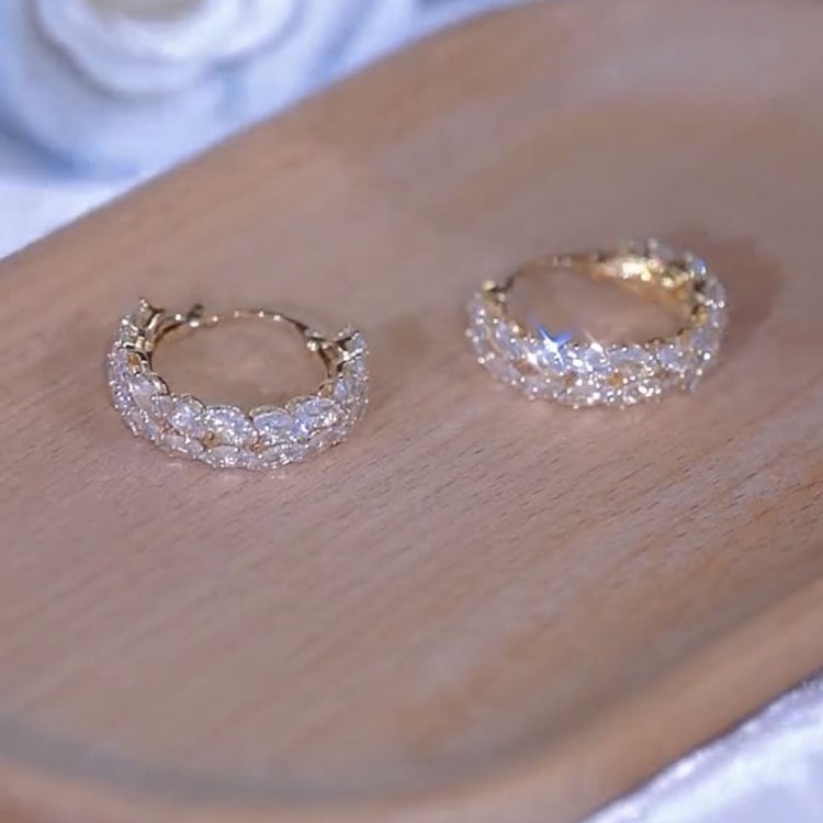 气质设计锆石麦穗耳环耳扣