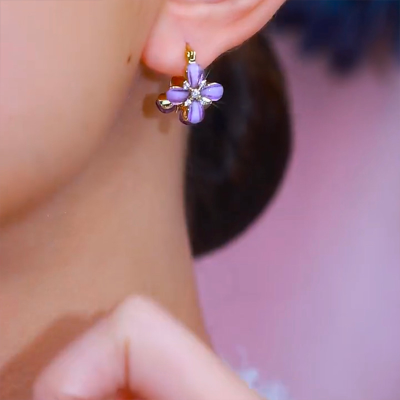 超仙紫色小花耳環