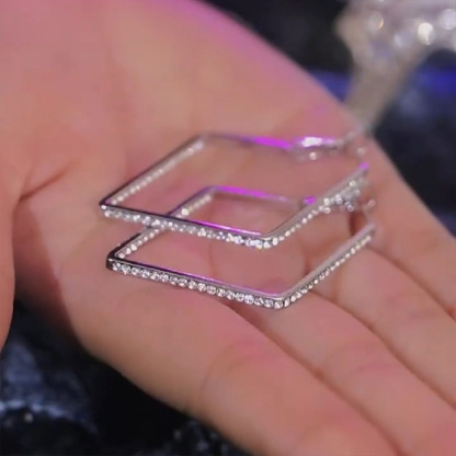 輕奢菱形鑽石耳圈耳環