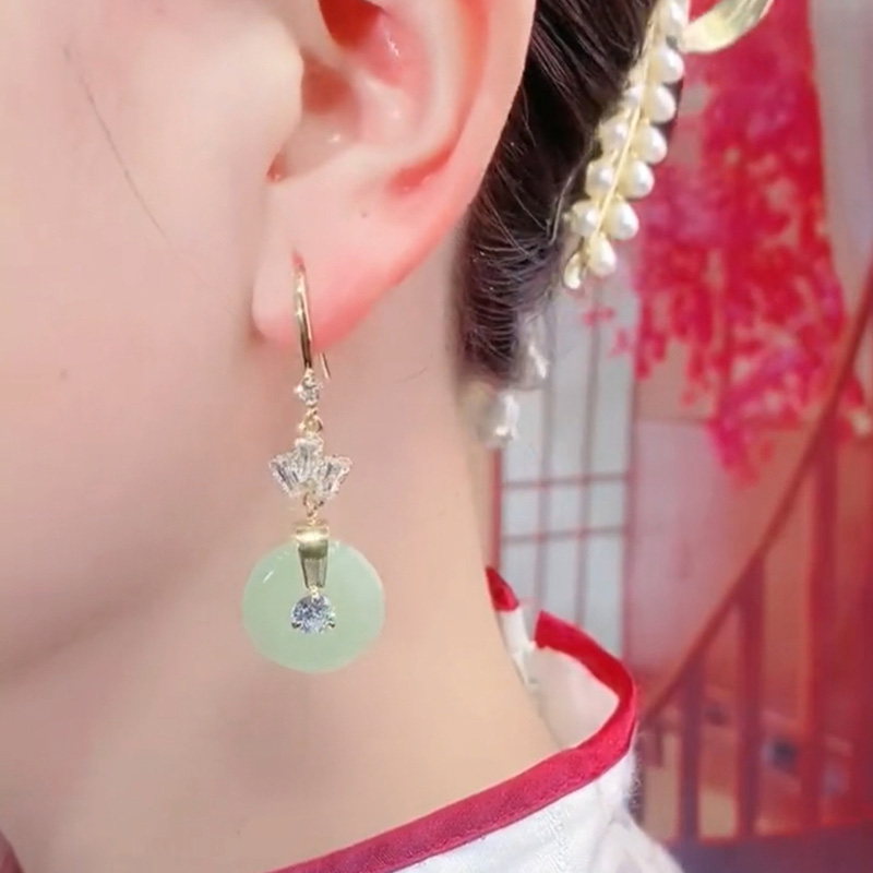 古風平安扣圓形耳環