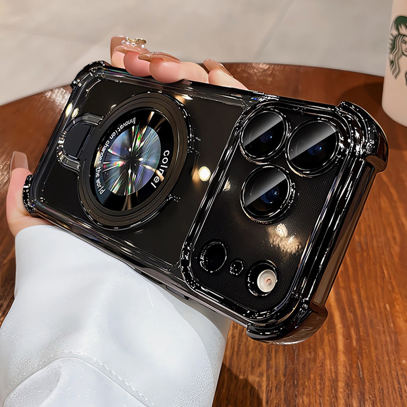 純色全包氣囊Magsafe帶支架Phone保護殼