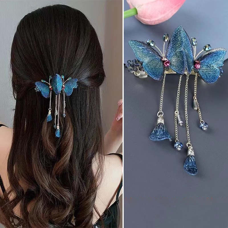 精緻優雅蝴蝶結流蘇髮夾