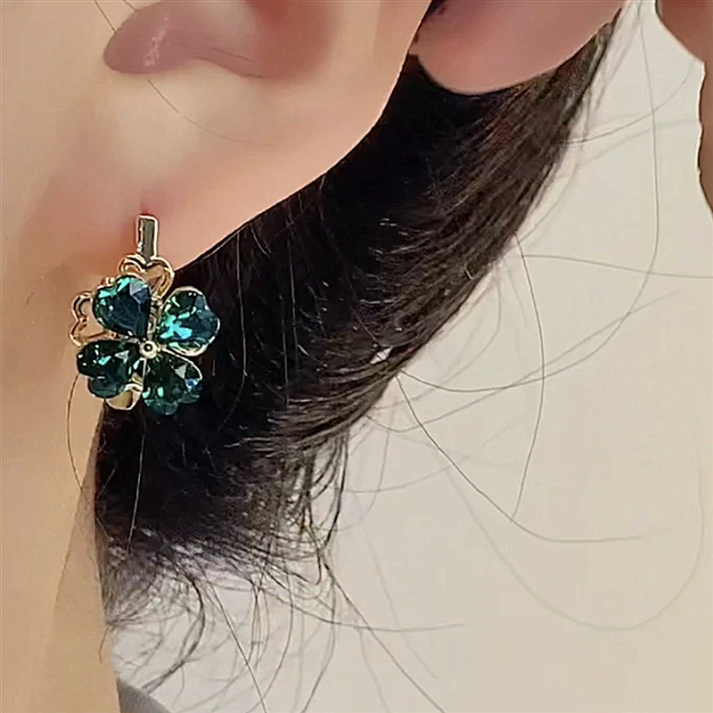 藍色鋯石四葉草耳環