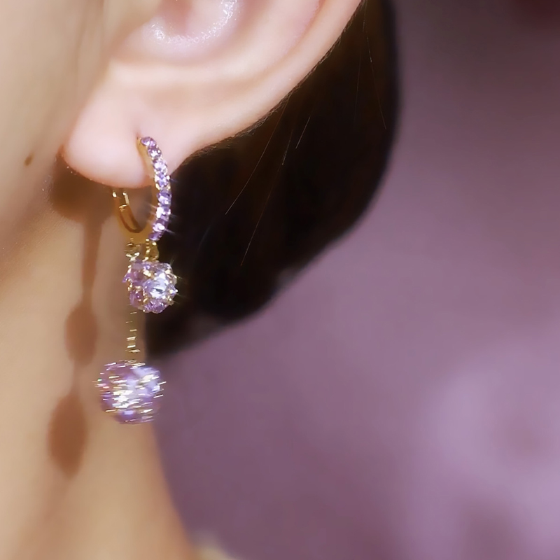 紫色鋯石氣質滿鑽耳環  
