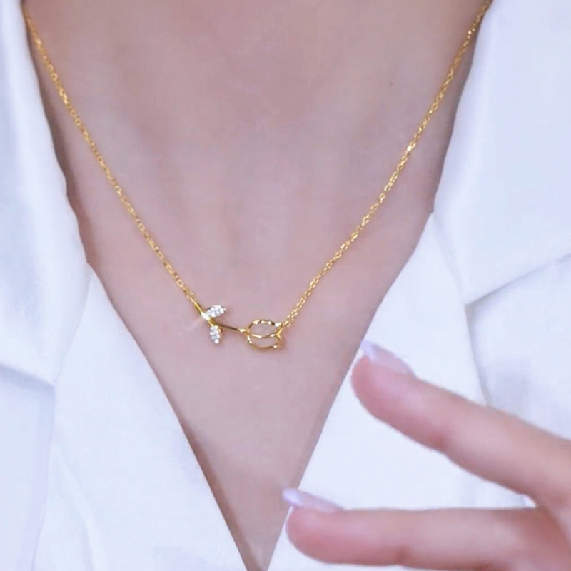玫瑰花白玉髓項錬 necklace純銀項錬送禮首選特別的禮物