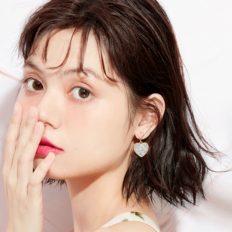 愛心亮片氣質螺旋式耳夾