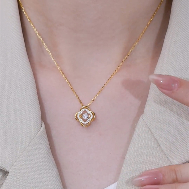 靈動四葉花金色項鍊-FANYIACC