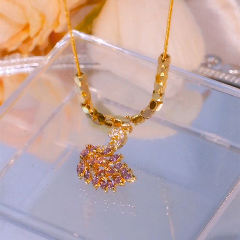 紫色鋯石優雅天鵝鎖骨錬