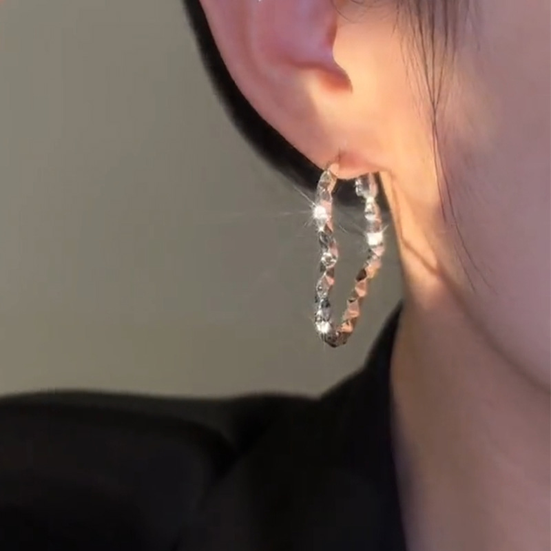 麻花愛心純銀耳環