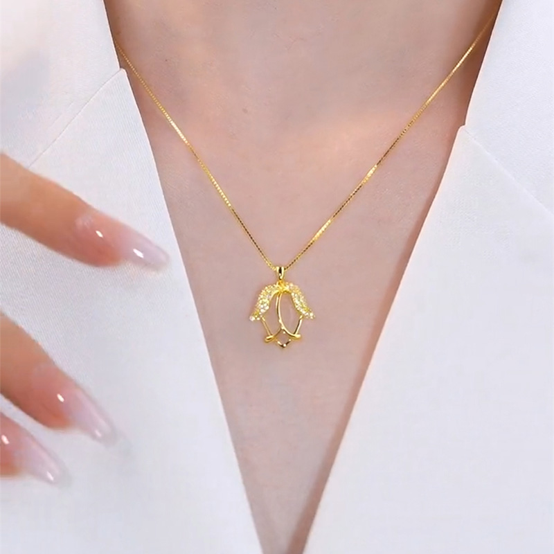 金色鬱金香花朵項鍊