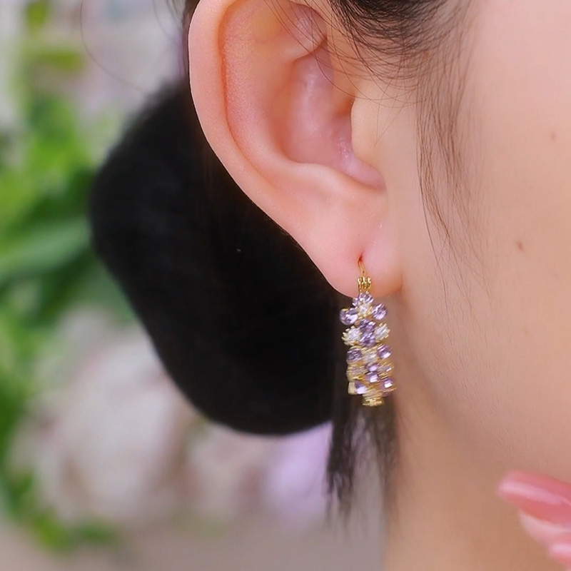 紫色繁星點點圈圈耳環