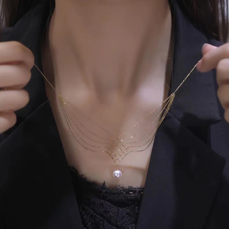 珍珠魚尾蕾絲項錬