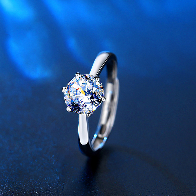 【520送女友莫桑讚系列】一眼鐘情.優雅傾心情侶對戒/傳世經典雪花六爪