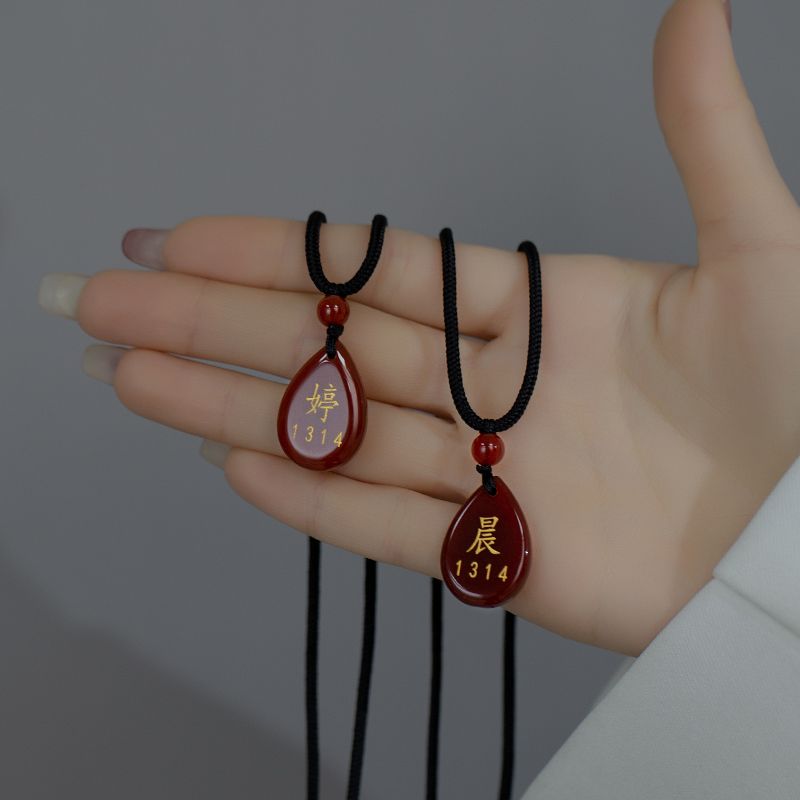 紅瑪瑙水滴款DIY情侶幸運項錬
